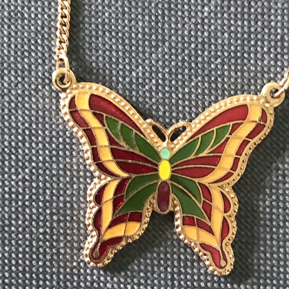 Enamel Butterfly necklace by Sarah Coventry